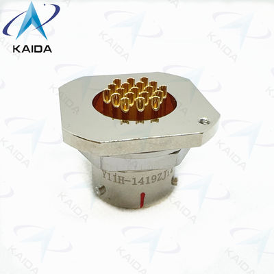 Receptório circular com pinos de alumínio da série Y11P para montagem de PCB de baixa corrente Y11H-1419ZJ14.Receptório hermético.