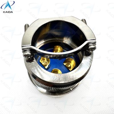 Electroless Nickel Shell Circular Electrical Connector 100A Current Rating For Heavy Duty Machinery.Designed As Push-Pull Locking Mechanism Rain-proof Dust-proof And Shielding Shell