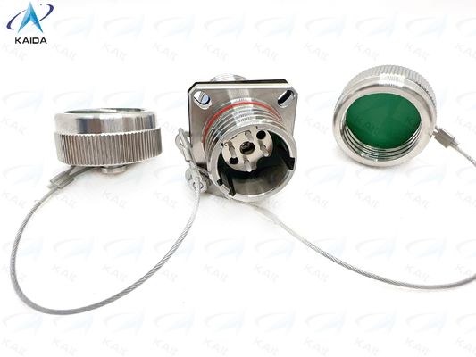 Conectores de fibra óptica suspensos com terminação de solda e montado no recipiente hermético.