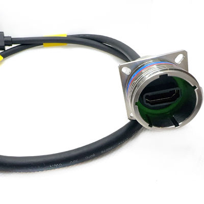 YW3 20E06S-K Conector HDMI Passivado em Aço Inoxidável para Aplicações Profissionais. Série D38999 com HDMI. Interface Multimédia de Alta Definição