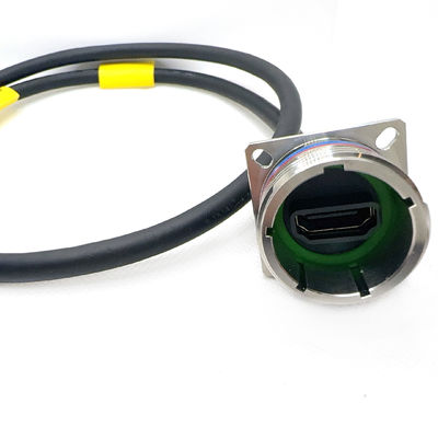 YW3 20E06S-K Conector HDMI Passivado em Aço Inoxidável para Aplicações Profissionais. Série D38999 com HDMI. Interface Multimédia de Alta Definição