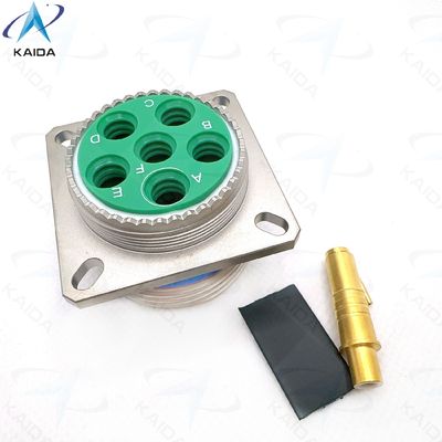 Conector com classificação de corrente de 7A, Série MIL-DTL-38999 Ⅲ, tipo de acoplamento roscado, para ambientes industriais agressivos. D38999 /20FH06PN, série TV, série 8D, contatos Twinax, níquel eletrolítico
