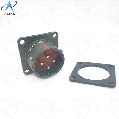 Conector elétrico circular da série Y50EX com concha de conector anodizado de oliveira. Soldada e hermética por adesivo.Y50EX1404ZJ3NL