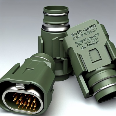 500V de tensão de classificação MIL-DTL-38999 Série III acabamento de contato de ouro para o desempenho.Composto Shell Cadmio verde oliveira.D38999/20MJJ35SN 128 Pins femininos