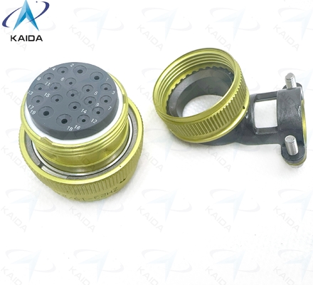 Conector elétrico circular da série ZH23 concha de alumínio anodizado para aplicações industriais。ZH23-19/24P-8-B com pinça de cabo de cotovelo.