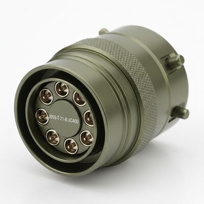 Conector circular personalizado de alumínio MIL DTL 38999 com 8 pinos aplicável a contatos RF.J599-T-21-8-JC400