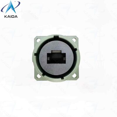 Conector de Contato RJ45 RJFTV62APEM1G em Conformidade com RoHS. Caixa traseira IP68, prensa-cabos metálica. Carcaça de Alumínio - Revestimento de Cádmio Verde Oliva