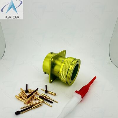Conector de acoplamento de baioneta tipo ZH23-32/27B-1-B.ZH23-32/27B-1-B. Alumínio com revestimento amarelo anodizado