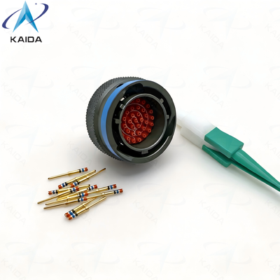 31 pinos MIL DTL 38999 Série II Conector Elétrico. MS27484T14B35P. Plug Directo. MS27484T14B35P. Cadmio Verde de Oliveira